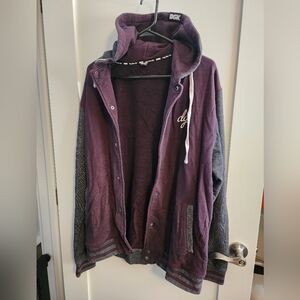 Men's Purple and Gray Hooded Jacket